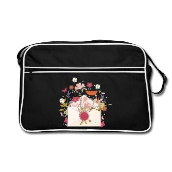 floral envelope with flowers and seal - Retro Bag - black/white - Front