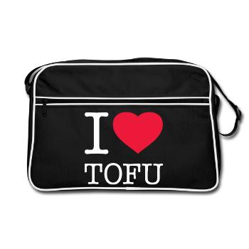 I LOVE TOFU - Retro Bag - black/white - Front