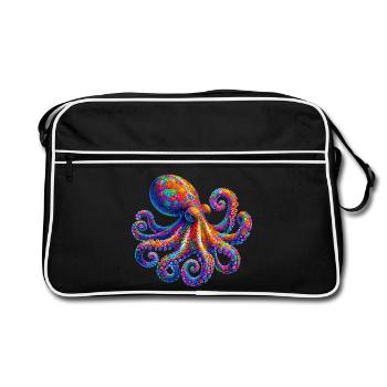 Krake - Retro Tasche - Schwarz/Weiß - Vorne