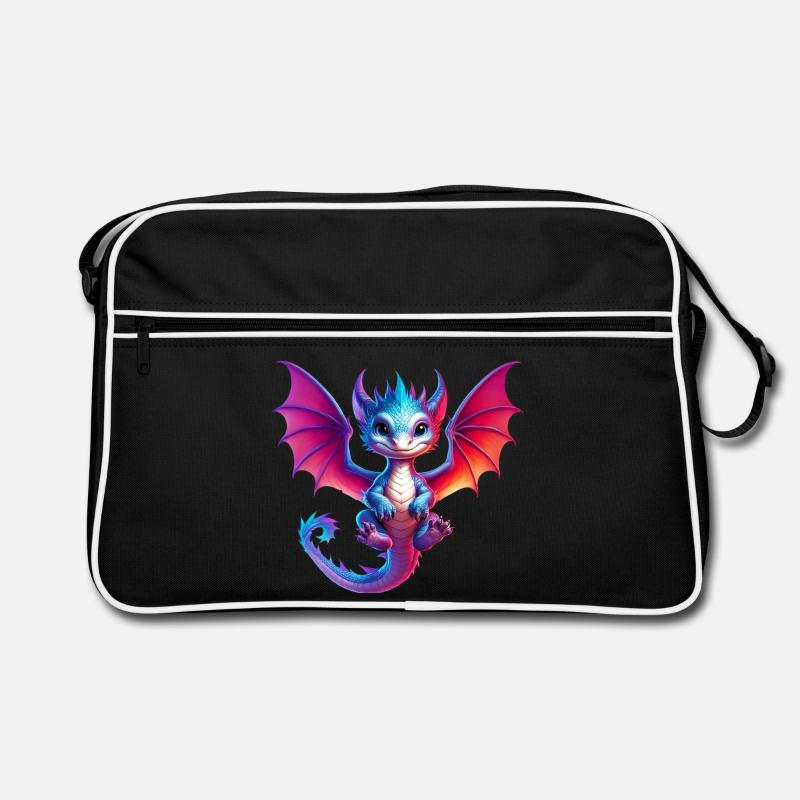 Drache - Retro Tasche - Schwarz/Weiß