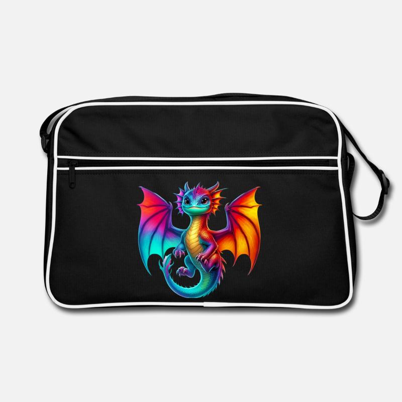 Drache - Retro Tasche - Schwarz/Weiß