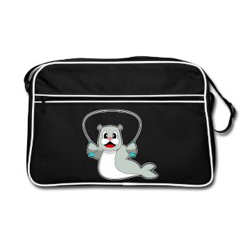 Fitness à la corde à sauter sur la corde du phoque - Sac Retro - noir/blanc - Devant