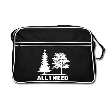 Wald Natur Birke all i need Baum lustige Sprüche - Retro Tasche - Schwarz/Weiß - Vorne