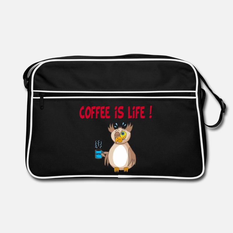 Eule und Kaffee (Englisch) Retro Tasche