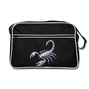 Grimmiger Skorpion - Retro Tasche - Schwarz/Weiß - Vorne
