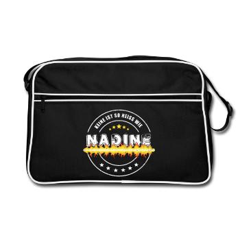 Keine ist so heiss wie Nadine - Retro Tasche - Schwarz/Weiß - Vorne
