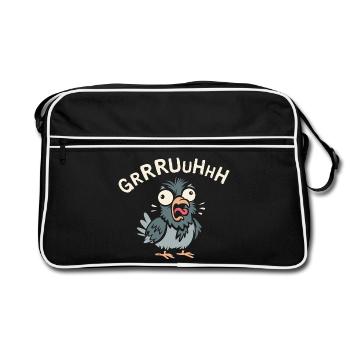 crazy pigeon gruh in comic and cartoon logo style - Retro Bag - black/white - Front