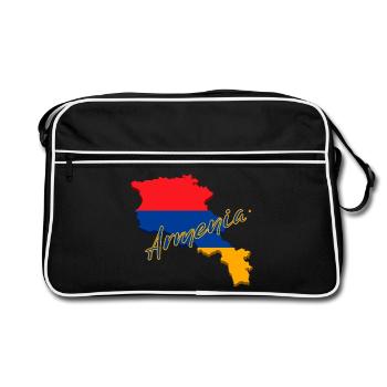 Map of Armenia, flag of Armenia - Retro Bag - black/white - Front