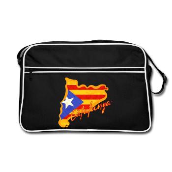 J'aime la Catalogne, carte de la Catalogne - Sac Retro - noir/blanc - Devant