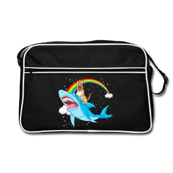 Berger allemand chevauchant un requin - Sac Retro - noir/blanc - Devant