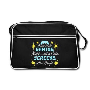 Silent Night Gaming Night All Calm Screens Bright - Retro Bag - black/white - Front