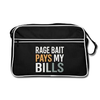 Wutköder bezahlt meine Rechnungen, lustiges Meme - Retro Tasche - Schwarz/Weiß - Vorne