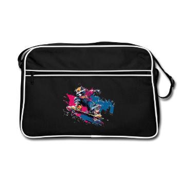 Raton laveur à roulettes dans un look art urbain - Sac Retro - noir/blanc - Devant