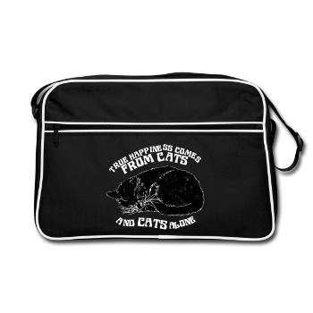 TRUE HAPPINESS COMES FROM CATS - Retro Bag - black/white - Front