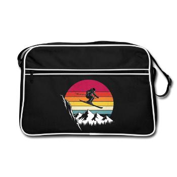 Saut rétro de montagne Snowboard Ski alpin vintage - Sac Retro - noir/blanc - Devant