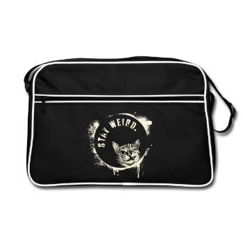 Stay Weird – Effet vintage de chat graffiti - Sac Retro - noir/blanc - Devant