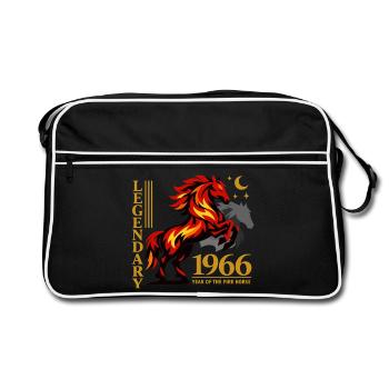 1966 Feuerpferd Retro 60 Jahre Myth Geschenk - Retro Tasche - Schwarz/Weiß - Vorne