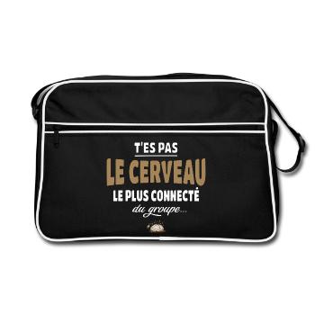 T’es pas le cerveau le plus connecté du groupe - Sac Retro - noir/blanc - Devant