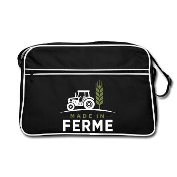 Made in Farm Humor Farming, Tractor, Wheat - Retro Bag - black/white - Front