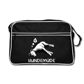 Hundemüde Irischer Wolfshund Wolfshundbesitzer - Retro Tasche - Schwarz/Weiß - Vorne