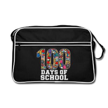 100 Tage Klassenzimmer Schulsachen Schüler Stolz - Retro Tasche - Schwarz/Weiß - Vorne