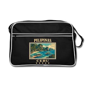 Philippinen Cebu Vintage Reisemarke - Retro Tasche - Schwarz/Weiß - Vorne