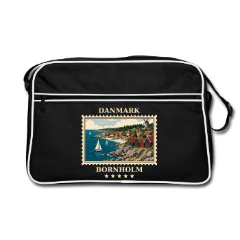 Dänemark Bornholm Vintage Reisemarke - Retro Tasche - Schwarz/Weiß - Vorne