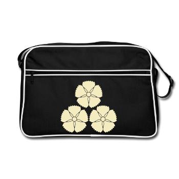 Oriental Vintage Akizuki Clan Japanese Kamon Crest - Retro Bag - black/white - Front