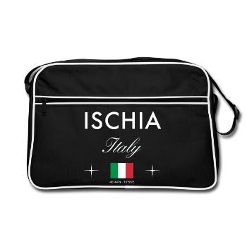 Ischia Italy Coordinates Travel Souvenir - Retro Bag - black/white - Front