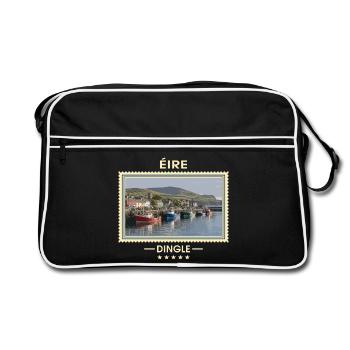 Irland Dingle Vintage Reisemarke - Retro Tasche - Schwarz/Weiß - Vorne