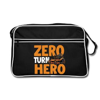 Zero Turn Hero – Zero Turn Rasenmäher Rasenmäh-Papa - Retro Tasche - Schwarz/Weiß - Vorne