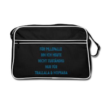 Humorvolles Statement Fans von Trallala & Hopsasa - Retro Tasche - Schwarz/Weiß - Vorne