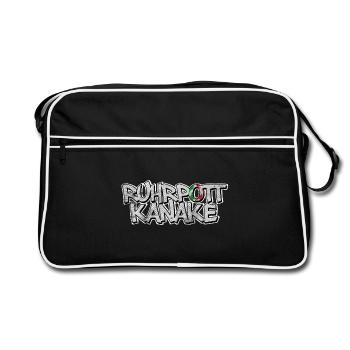 Ruhrpott Kanake mit NRW Logo - Retro Tasche - Schwarz/Weiß - Vorne