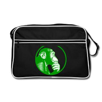 Denke nach Affe Schimpanse - Retro Tasche - Schwarz/Weiß - Vorne