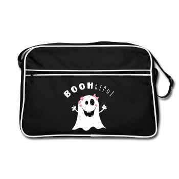 BOOtifil Geisterstunde I Mädchen Halloween - Retro Tasche - Schwarz/Weiß - Vorne