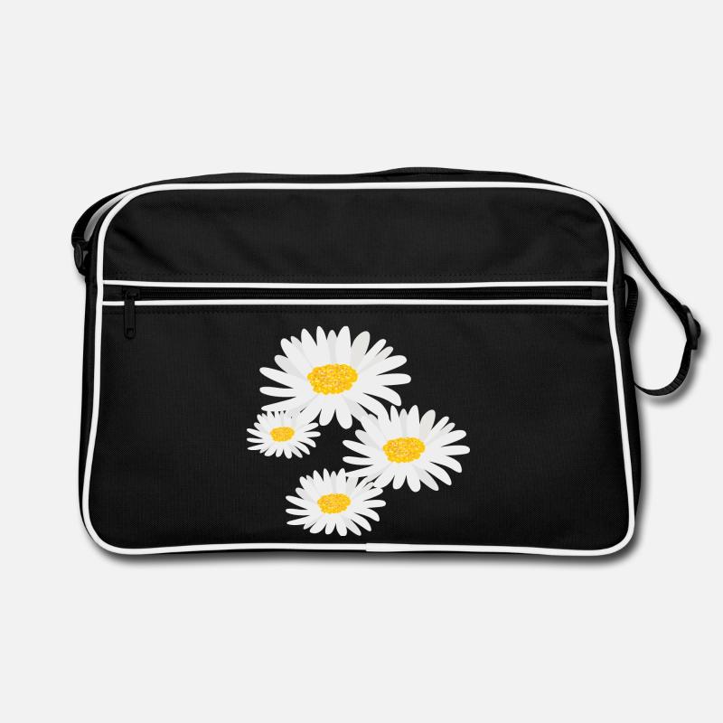 Blume Gänseblümchen - Retro Tasche - Schwarz/Weiß