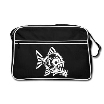 Poisson blanc carnivore - Sac Retro - noir/blanc - Devant