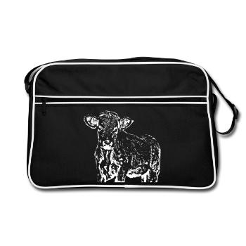 funny cow gift farmer - Retro Bag - black/white - Front