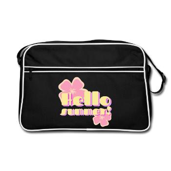 Hello Summer Retro Pastel Flowers - Retro Bag - black/white - Front
