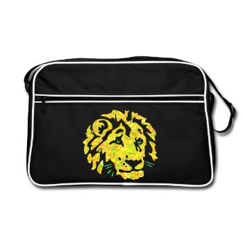 Tête de Lion Polygone - Sac Retro - noir/blanc - Devant