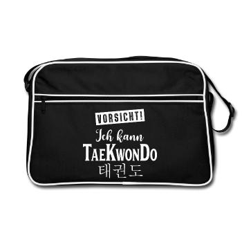 Teakwondo Ich kann Tae Kwon Do - Retro Tasche - Schwarz/Weiß - Vorne