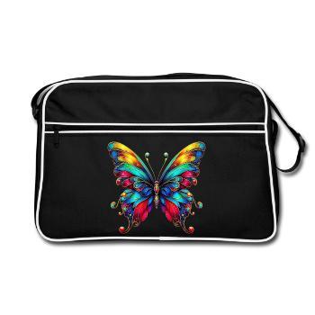 Schmetterling - Retro Tasche - Schwarz/Weiß - Vorne