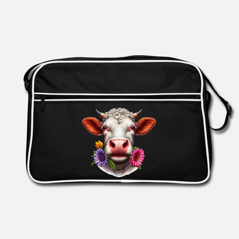 Blumen aus Kuh Retro Tasche