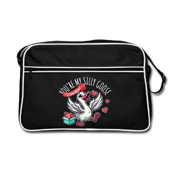 Du bist meine verrückte Gans Lustiger Valentinstag - Retro Tasche - Schwarz/Weiß - Vorne