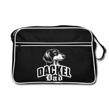 « Teckel papa » avec tête de chien - Sac Retro - noir/blanc - Devant