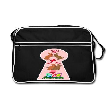 Freche Osterhasen Lustiges Ostern  - Retro Tasche - Schwarz/Weiß - Vorne