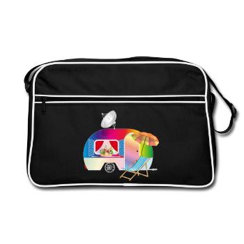Colorful retro caravan with deckchair - Retro Bag - black/white - Front