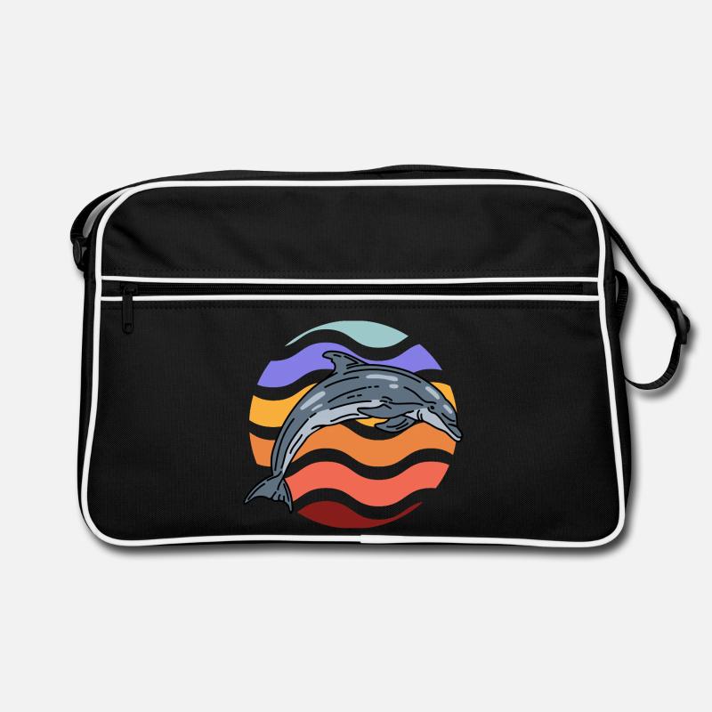 Dolphin in wave pattern Retro Bag