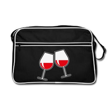 2 red wine glasses (red wine / wine / bulbous / to 3C) - Retro Bag - black/white - Front