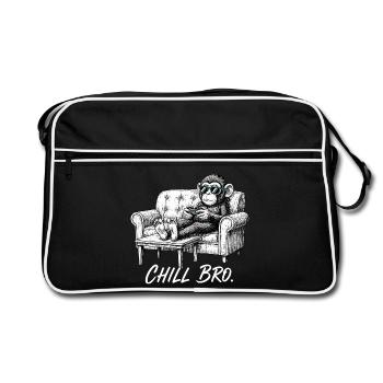 Chill Bro Affe mit Sonnenbrille Gamer Lustig Gesch - Retro Tasche - Schwarz/Weiß - Vorne